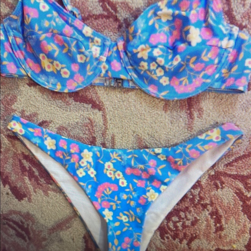 Floral Blue Bikini Set